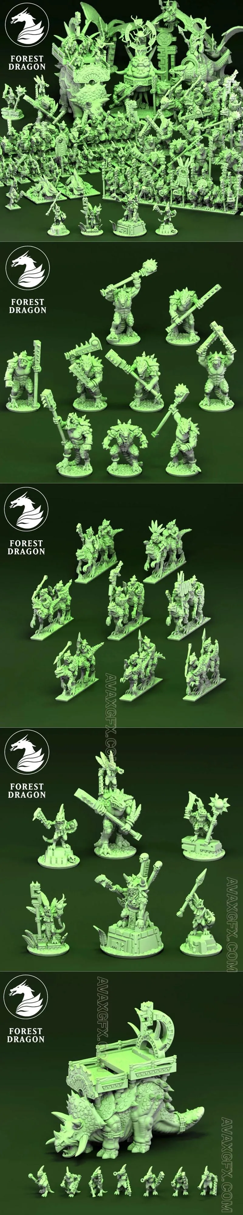 Forest Dragon - Reptilian Army Complete - STL 3D Model