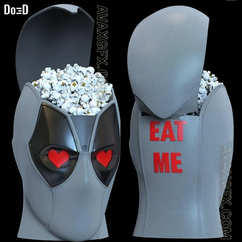 Deadpool Popcorn Bucket - STL 3D Model